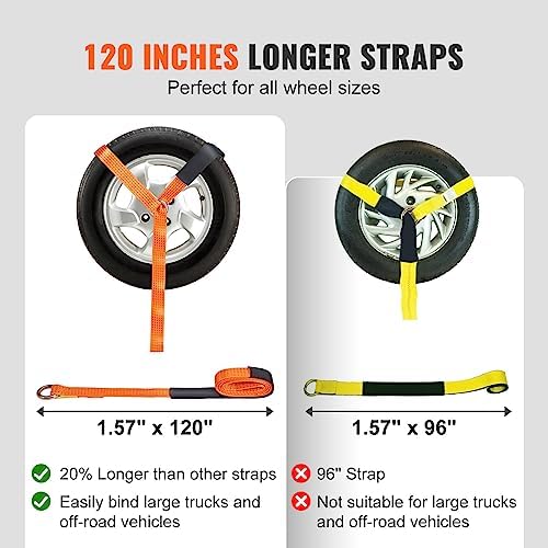 VEVOR Ratchet Tie Down Straps Kit, 5512 LBS Working Load, 11023 LBS Breaking - Image 4