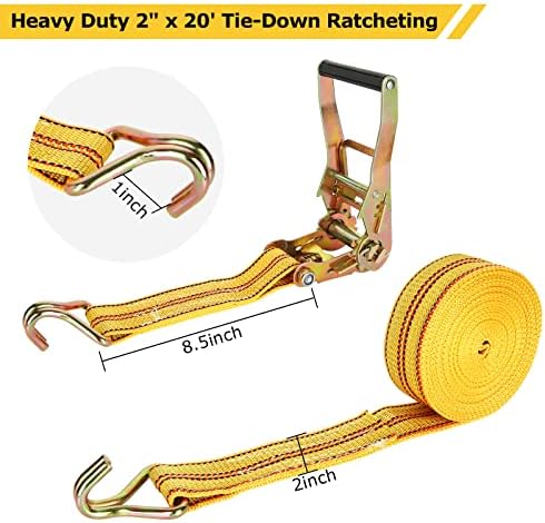 4 Pack 2" x 20 ft Ratchet Straps - Image 2