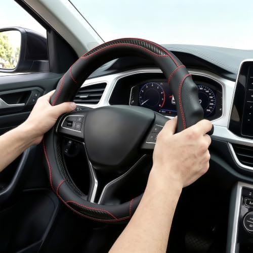 Leather Car Steering Wheel Cover, 14.5-15Inch Anti-Slip Steering Wheel Cover - Image 3