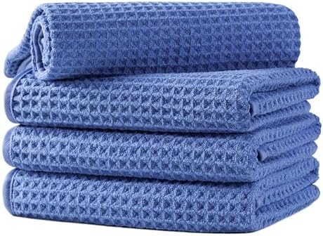 Microfiber Waffle Hand Towels, 4 Pieces, Fast Drying, Lint Free 430 GSM by Unknown