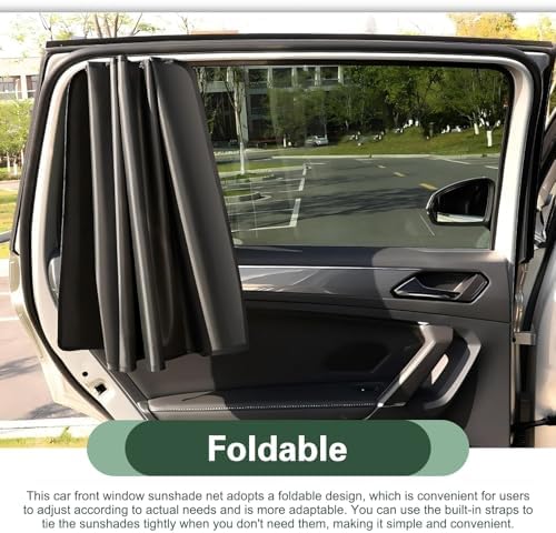 4PCS Car Side Window Sun Shades, Magnetic Foldable Car Front and Rear Side - Image 3