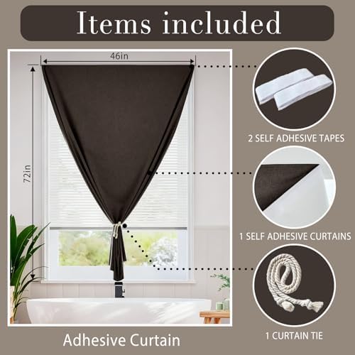 100% Blackout Curtains for Bedroom Stick On Curtains Window Shades Pull Down - Image 6