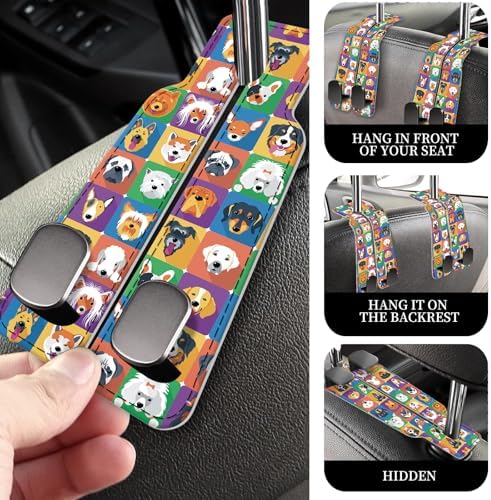 PU Leather Car Seat Hook, Storage Headrest Hanger, Cute Car Backseat Organizer - Image 3