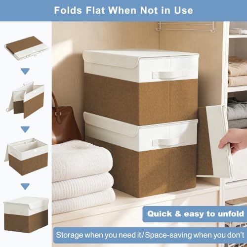 Bagnizer Large 22 Quart Linen Fabric Foldable Storage Bin Cube Organizer Basket - Image 7