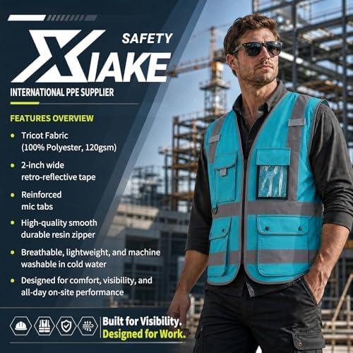 XIAKE Reflective Safety Vest for Men & Women High Visibility Class 2 Vest - Image 4