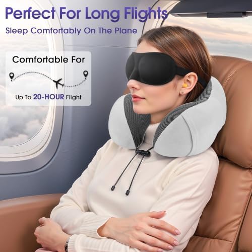 CloudBliss Neck Pillow for Sleeping, Memory Foam Travel Pillow, Light Grey - Image 4