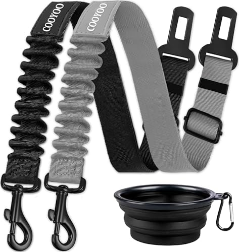 COOYOO Dog Seat Belt, 3 Piece Set Retractable Dog Car Harness Adjustable by COOYOO