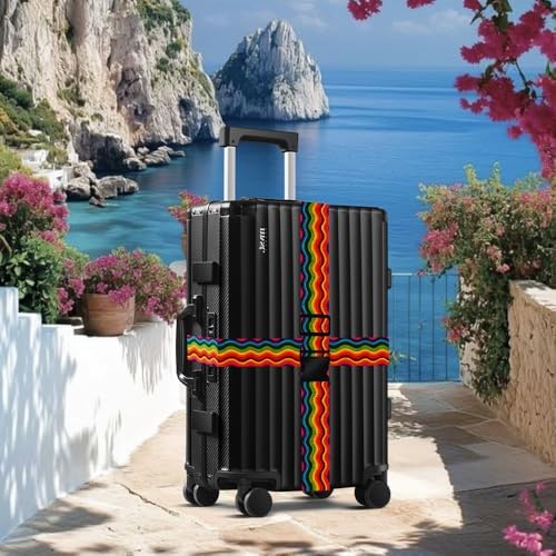 2 Pack Luggage Straps for Suitcases Rainbow Wave Design for Travel Trips - Image 5