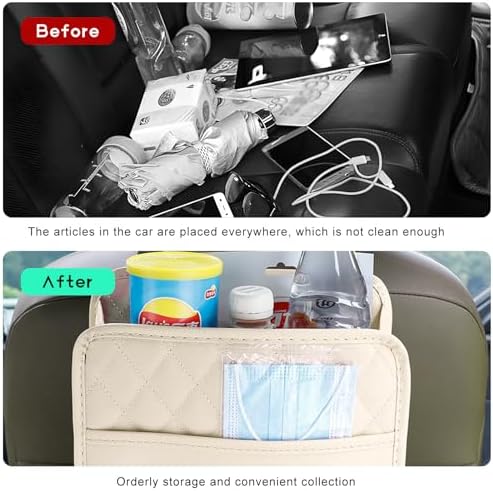 Car Back Seat Organizer, Large Capacity Foldable Car Headrest Hanging Organizer - Image 3