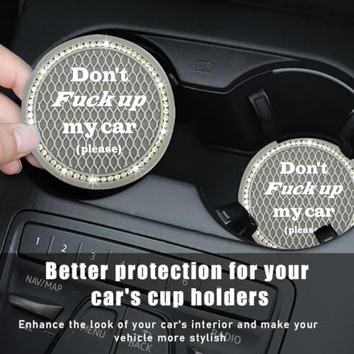 2 PCS Bling Car Cup Coaster, 2.75 Inch Anti-Slip Cup Holder Insert Coasters - Image 4