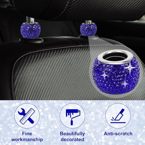 BFXM 4 Pcs Car Headrest Collars, Bling Head Rest Collars Rings Decoration - Image 3