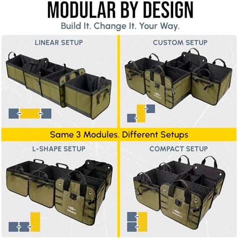 5-Section Extra Large Heavy Duty Trunk Organizer, Military Green - Image 3