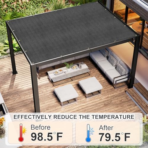 Cool Area Sun Shade Cloth with Grommets, Dark Grey - Image 3
