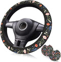 Wildflower Car Steering Wheel Cover 15 in, 2 Cute Floral Car Coasters by Unknown