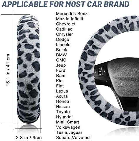 Fuzzy Steering Wheel Cover for Women Girls, Accmor Universal Fit Fur Car Wheel - Image 2