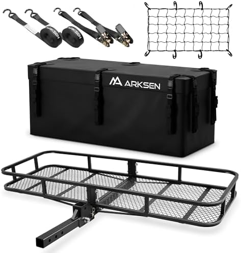 ARKSEN 60" x 23" x 5.5" Folding Hitch Cargo Carrier w/Net&Straps by ARKSEN