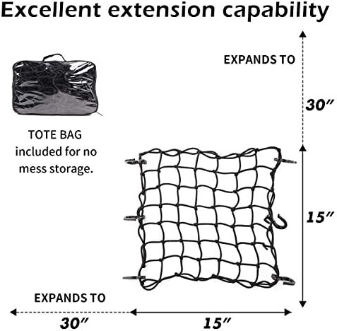 15"x15" Motorcycle Cargo Net Stretches to 30"x30" - Image 2