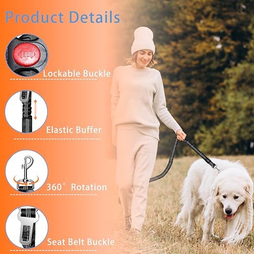 Seyezo Dog Car Seat Belt for Car, 2 Piece Set Retractable Dog Car Harness - Image 2