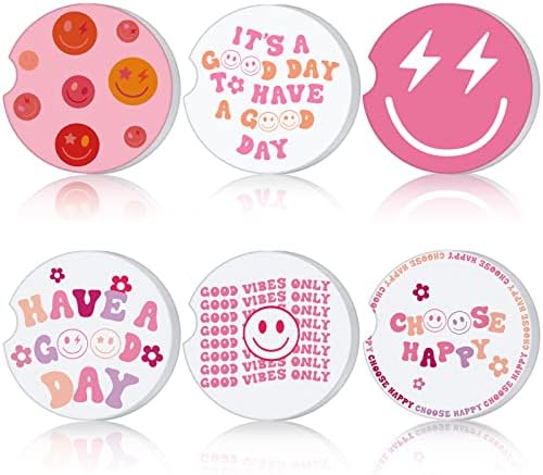 Zubebe 6 Pcs Car Coasters for Women Ceramic, Ceramic and Cork by Zubebe