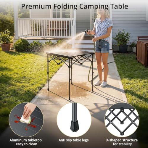 Anbte Roll Up Camping Table, Adjustable Height Max 27.5" - Image 4