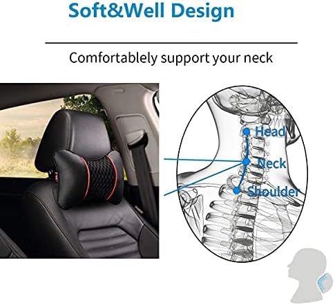 2 Packs Car Neck Pillows Dual-Side PU Leather Car Headrest Support - Image 5