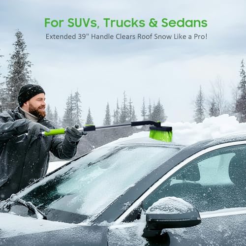 YeewayVeh 39in Car Snow Brush Ice Scraper 360° Rotating, Extendable - Image 6