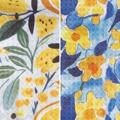Ritz 6-Piece Ditzy Flowers Microfiber Dish Cloth Set – Vibrant Blue & Yellow - Image 2