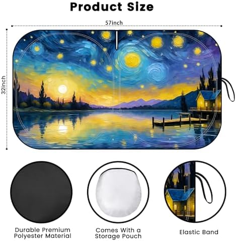 Windshield Sun Shade, Reflective Car Sunshade Blocks Heat, 57 x 31.5 in - Image 2