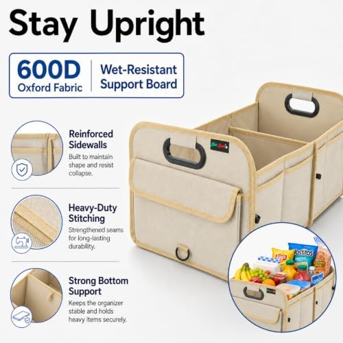 PAT SAM'S Car Trunk Organizer for SUV, Collapsible Storage Box - Image 4