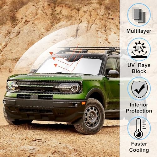 Windshield Sun Shade for 2021-2026 Ford Bronco Sport Accessories - Image 2