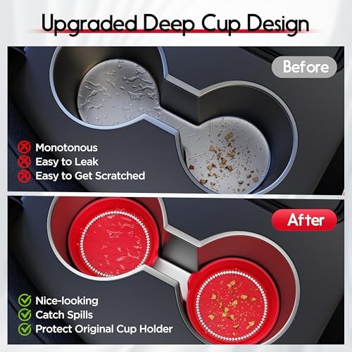 Amooca 2-Pack Car Cup Holder Coaster Bling Crystal Rhinestone Car Interior - Image 4