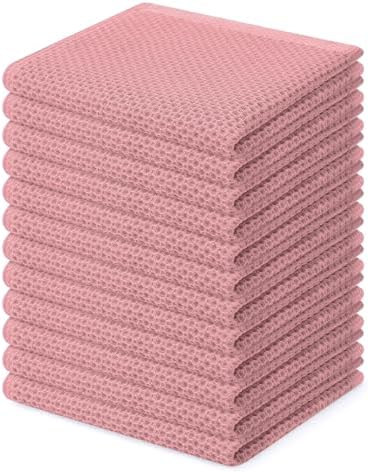Homaxy 100% Cotton Waffle Weave Kitchen Dish Cloths 12-Pack, Dried Rose by Homaxy
