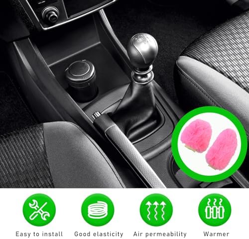 Ziciner 2PCS Plush Car Gear Shift Knob Cover & Handbrake Cover, Comfortable - Image 4