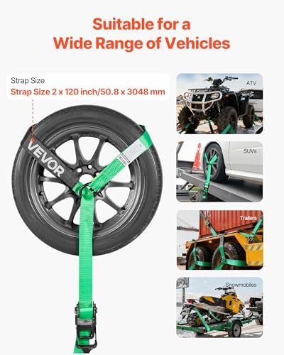 VEVOR Wheel Chock Tie-Down Kit, Tire-Style Tow Dolly Strap, Car Kit - Image 4