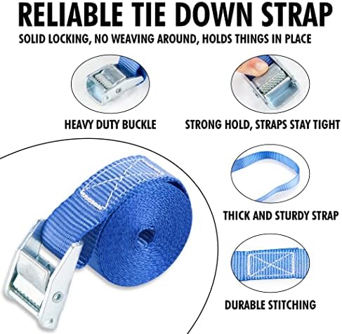 Cartman 1" x 12 ft Lashing Straps, 8 Pack, 600 lb Break Strength - Image 2