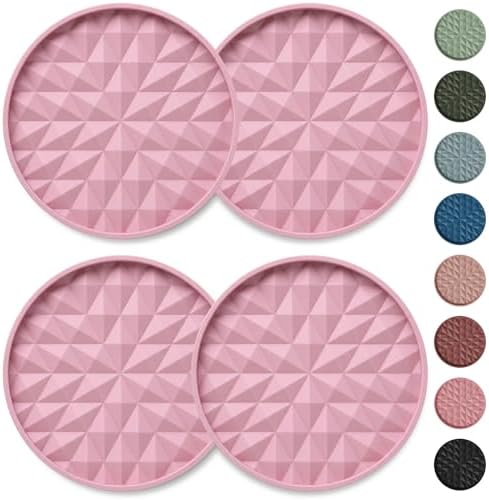 Silicone Car Coasters Set of 4, 3.15" Cup Holder Mats by Wingcases