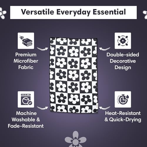 crae. Reversible Microfiber Hand Towel, 8 Track Black/White - Image 3