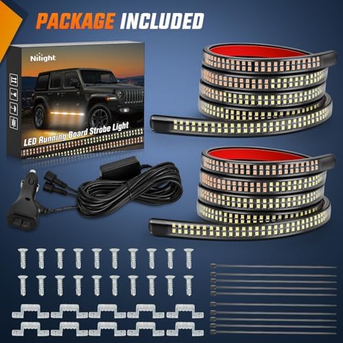 Nilight 2PCS 70 Inch Running Board LED Lights Strip Amber White - Image 6