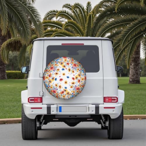 Blue Yellow Red Floral Spare Tire Covers Summer Colorful Flowers Waterproof - Image 7