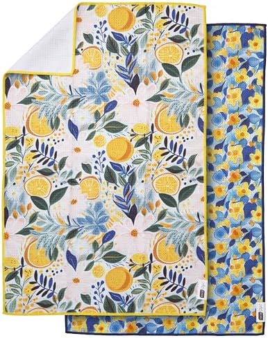 Ritz Waffle Microfiber Kitchen Towel 2pc Set – Ditzy and Flowers – Citrus & - Image 6