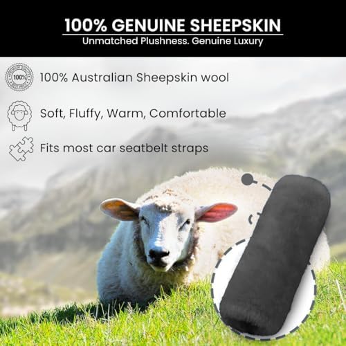Andalus Genuine Sheepskin Car Seat Belt Cover Pad – Soft Fuzzy, Comfy Fluffy - Image 2