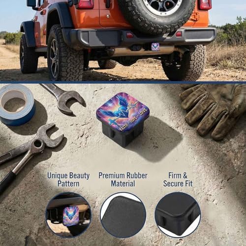2 Inch Cross Heart Wings Trailer Hitch Cover Rubber Receiver Tube Plug Cap - Image 3