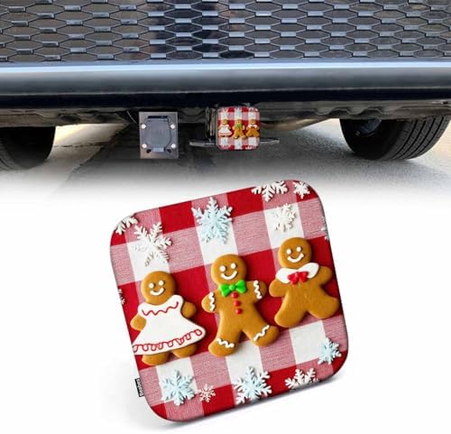 2 Inch Gingerbread Trailer Hitch Cover, Christmas Gingerbread Buffalo Plaid by Beabes