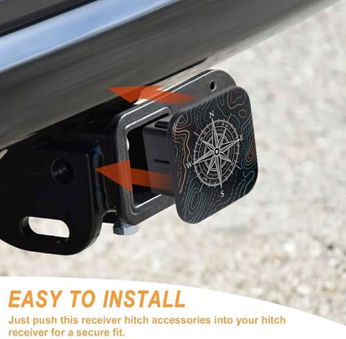 2 Inch Compass Topographic Map Trailer Hitch Cover Rubber Receiver Tube Plug Cap - Image 4