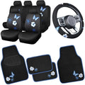 CAR PASS Blue Butterfly Car Seat Covers Full Set, Embroidered Flower Waterproof by CARPASS