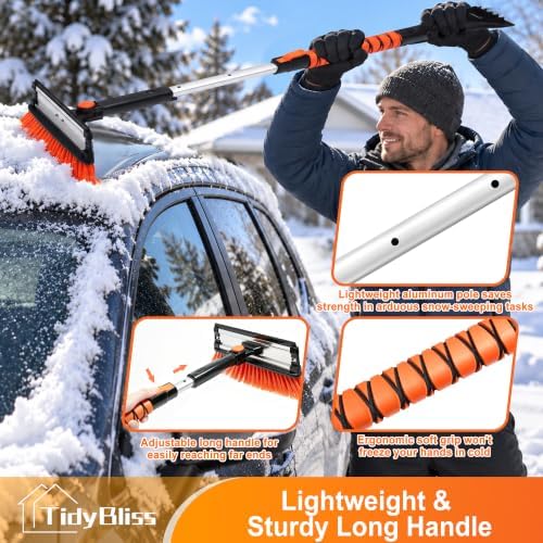 TidyBliss 37” Snow Brush with Ice Scraper & Squeegee - Image 6