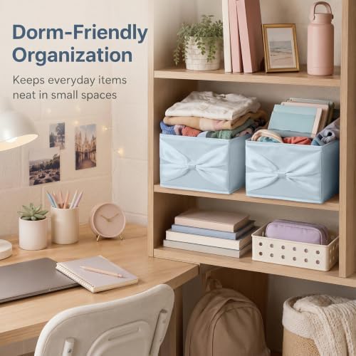 Gerrii 2 Pcs Blue Bow Storage Bins, 18.5" x 11" x 7.87" - Image 5