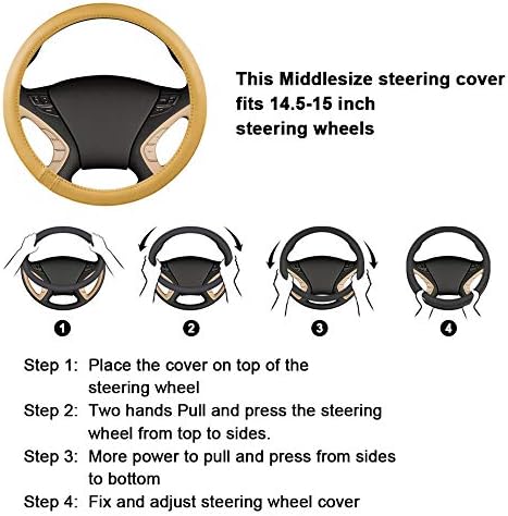 HAOKAY Top Grade Brown Genuine Leather Steering Wheel Cover Men Women, Luxury - Image 6