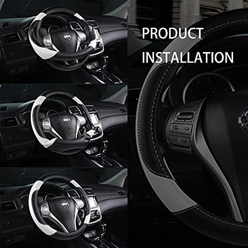 Leather Car Steering Wheel Cover, Universal Fit - Image 6