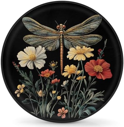 Spare Tire Cover for RV Trailer, Boho Dragonfly Flower Waterproof Sun Leather by cfpolar